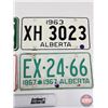 Image 3 : License Plates (4) : Alberta - 1965  - 1963 - 1967 - 1968 (All Measures : 6"H x 12"W)
