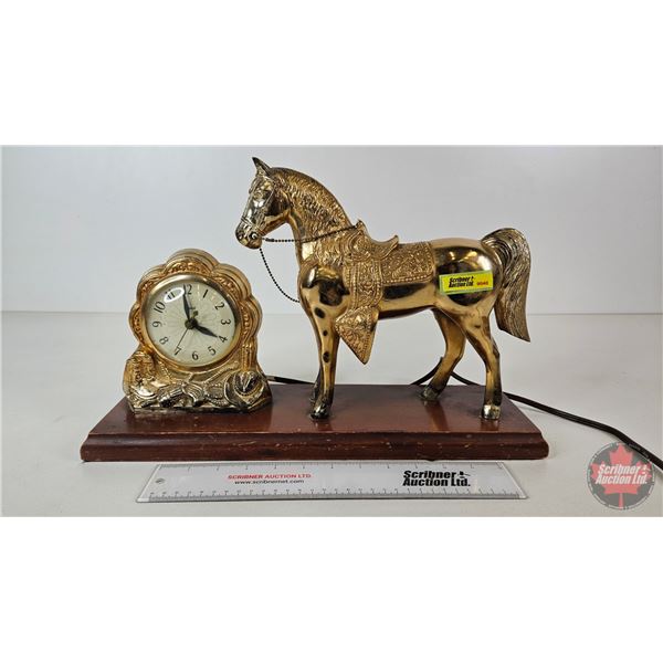 Mantle Horse Clock  (10-1/2"H x 17"W x 5"D)