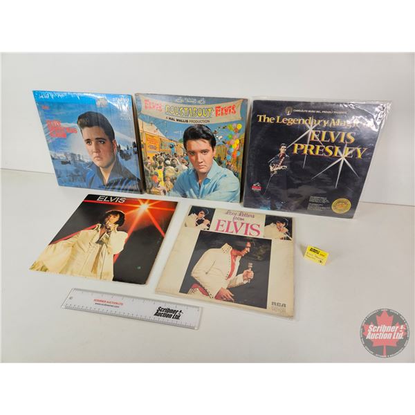 Elvis Record Albums (5) : Titles Incl. - Christmas Album - Roustabout - Love Letters From Elvis - El