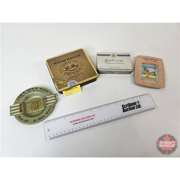 Smokers Combo : Ashtrays (2) & Tobacco Tins (2)