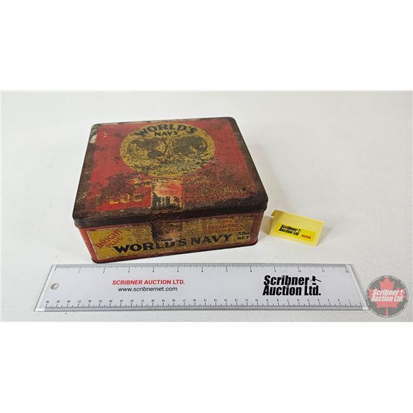 Tobacco Tin : Worlds Navy (6-1/2"H x 7-1/2"W x 2-3/4"D)