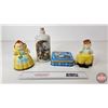 Image 1 : Dutch Collector Combo : Incl. - Tin - Stoneware Bottle - (2) Ceramic Planters (Bottle Measures : 8"H