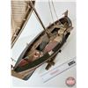 Image 10 : Wooden Model Boat  (Total Measures : 28" H x 32" W x 9" D)