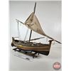 Image 13 : Wooden Model Boat  (Total Measures : 28" H x 32" W x 9" D)