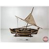 Image 2 : Wooden Model Boat  (Total Measures : 28" H x 32" W x 9" D)