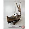 Image 6 : Wooden Model Boat  (Total Measures : 28" H x 32" W x 9" D)