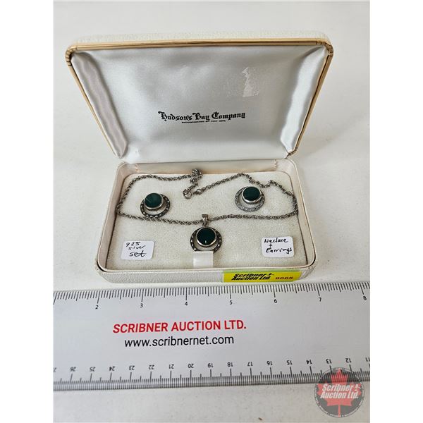 Necklace and Earring Set (925 Silver) c/w Hudson Bay Company Jewelry Box