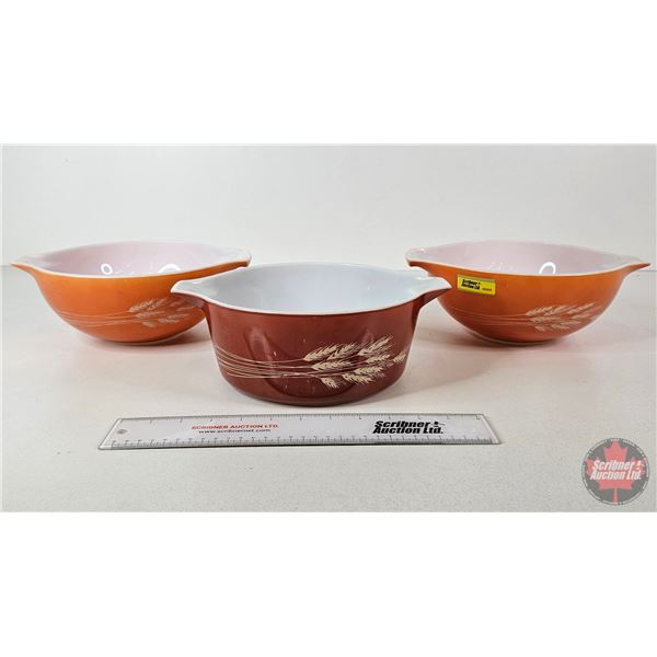 Pyrex Mixing Bowls (3) : Autumn Harvest (All Measure : 8-12"Dia)