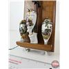Image 2 : German Smoking Pipe w/ Bowls (Porcelain) : (Mounted on Wood Plaque) (Plaque Measures : 11"H x 6"W)