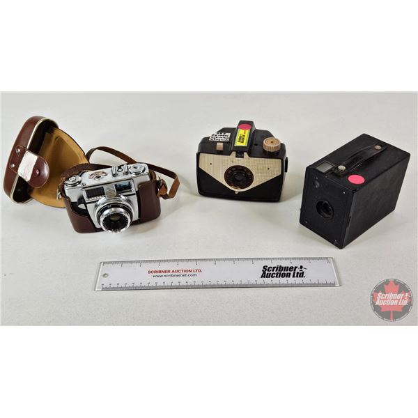 Vintage Camera Trio :  - Six-20 Hawk-Eye Junior - Nomad 620 - Agfa Optima w/ Case