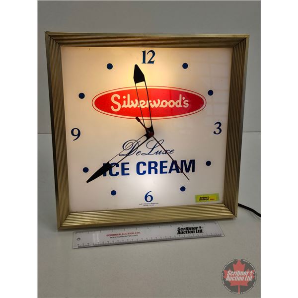 Silverwood's Electric Light Up Clock : De Luxe Ice Cream (Works) (15-3/4"H x 15-1/2"W x 2"D)