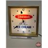 Image 2 : Silverwood's Electric Light Up Clock : De Luxe Ice Cream (Works) (15-3/4"H x 15-1/2"W x 2"D)