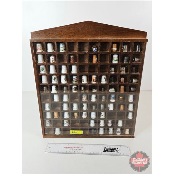 Thimble Collection w/ Wall Mount Display Case (Case Measures : 18"H x 15"W x 1-3/4"D)