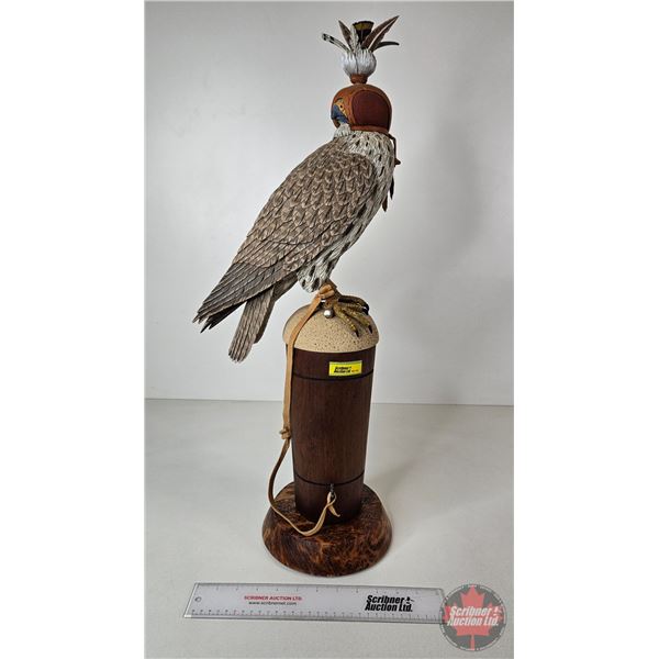 Wood Statue : Falcon w/ Hood "Jack Fisher Lady Smith" (27"H)