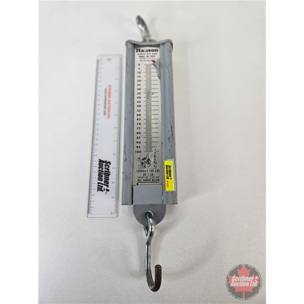 Hanson Spring Scale : 100lbs (16"H x 3-1/4"W x 2"D)
