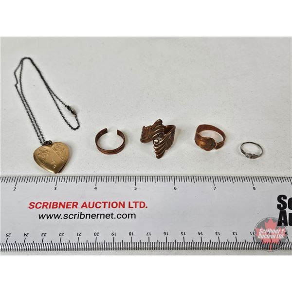Rings (4) w/ Heart Locket