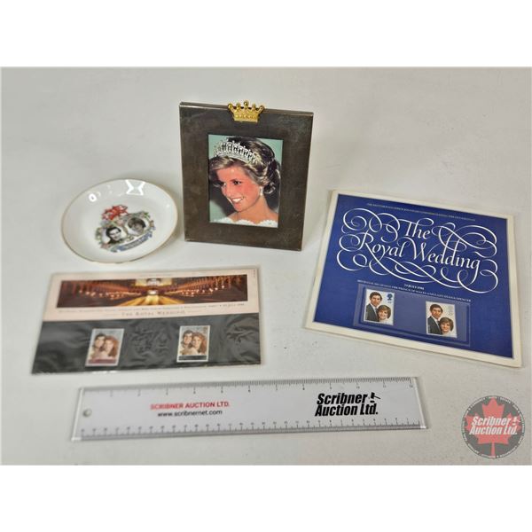 Royal Group : Incl. - Framed Diana Picture - Collector Plate - Stamps