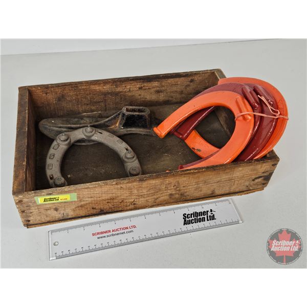 Horse Shoes & Shoe Last w/ Wood Box (Box Measures : 3-1/2"H x 16-1/2"W x 10-1/2"D)