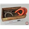 Image 1 : Horse Shoes & Shoe Last w/ Wood Box (Box Measures : 3-1/2"H x 16-1/2"W x 10-1/2"D)