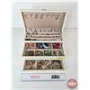 Image 1 : Jewelry Box w/ Costume Jewelry (Jewelry Box Measures : 4-3/4"H x 12-1/2"W x 8"D)