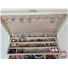 Image 2 : Jewelry Box w/ Costume Jewelry (Jewelry Box Measures : 4-3/4"H x 12-1/2"W x 8"D)