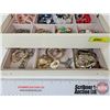 Image 4 : Jewelry Box w/ Costume Jewelry (Jewelry Box Measures : 4-3/4"H x 12-1/2"W x 8"D)