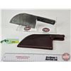 Image 5 : Damascus Cleaver w/ Laminated Handle & Leather Sheath (Total Length : 12-1/2")