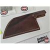 Image 8 : Damascus Cleaver w/ Laminated Handle & Leather Sheath (Total Length : 12-1/2")