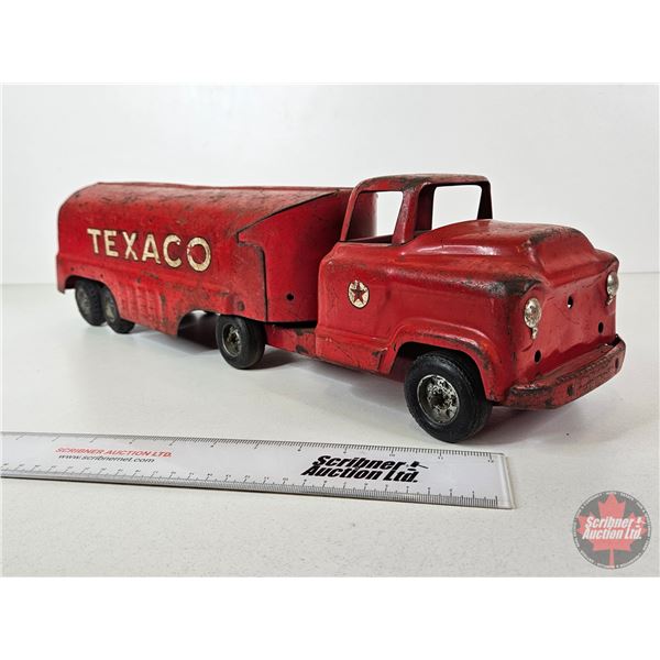 Pressed Steel Toy Texaco Tanker Truck & Trailer : Buddy L (6-1/2"H x 5-1/2"W x 24"L)