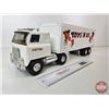 Image 1 : Pressed Steel Toy Semi Truck & Trailer : Toys R Us (ERTL) (7-1/4"H x 5-1/4"W x 22"L)