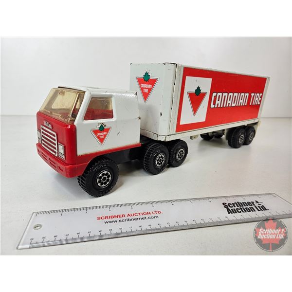 Pressed Steel Toy Semi Truck & Trailer : Canadian Tire (Tonka) (6-3/4"H x 4"W x 21-1/2"L)