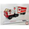 Image 1 : Pressed Steel Toy Semi Truck & Trailer : Canadian Tire (Tonka) (6-3/4"H x 4"W x 21-1/2"L)