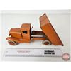 Image 10 : Pressed Steel Toy Dump Truck : Wyandotte Toys (NOTE : Wooden Rims) (4-1/2"H x 5"W x 12-1/2"L)