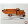 Image 5 : Pressed Steel Toy Dump Truck : Wyandotte Toys (NOTE : Wooden Rims) (4-1/2"H x 5"W x 12-1/2"L)