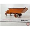 Image 8 : Pressed Steel Toy Dump Truck : Wyandotte Toys (NOTE : Wooden Rims) (4-1/2"H x 5"W x 12-1/2"L)