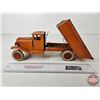 Image 9 : Pressed Steel Toy Dump Truck : Wyandotte Toys (NOTE : Wooden Rims) (4-1/2"H x 5"W x 12-1/2"L)