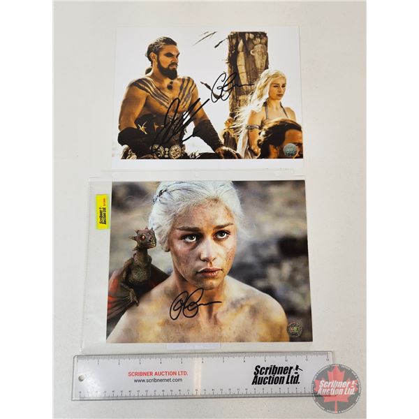 Autograph 8 x 10 Photos (2) : Game of Thrones - Jason Momoa & Emilia Clarke - Emilia Clarke (Certifi
