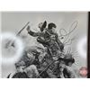 Image 2 : Glass Framed Print : Cowboy w/ Horse & Buffalo by Bill O'Meill (Frame Measures : 34-1/2"H x 24-1/2"W