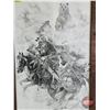 Image 2 : Glassed Frame Print : Mountain Man, Horses & Grizzley Bear by Bill O'Meill (Frame Measures : 34-1/2"