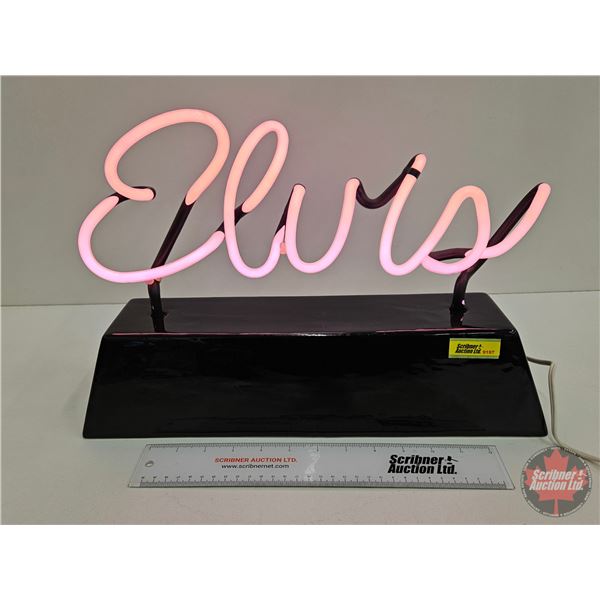 Neon Sign : "Elvis" (Hand Made in California) (11-1/2"H x 17"W x 5-1/4"D)