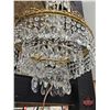 Image 11 : 1930s Chandelier : Nickel/Brass & Crystal  (22"H x 14"Dia)
