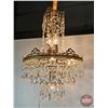 Image 2 : 1930s Chandelier : Nickel/Brass & Crystal  (22"H x 14"Dia)