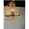Image 3 : 1930s Chandelier : Nickel/Brass & Crystal  (22"H x 14"Dia)