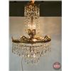 Image 4 : 1930s Chandelier : Nickel/Brass & Crystal  (22"H x 14"Dia)