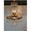 Image 5 : 1930s Chandelier : Nickel/Brass & Crystal  (22"H x 14"Dia)