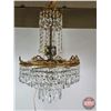 Image 7 : 1930s Chandelier : Nickel/Brass & Crystal  (22"H x 14"Dia)