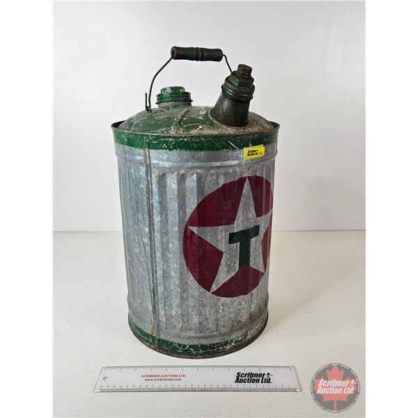 Galvanized Fuel Can : Texaco Stencil (18-3/4"H)