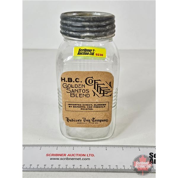 Hudsons Bay Co. Golden Santos Blend Coffee Glass Jar (Paper Label) (7-1/2"H)