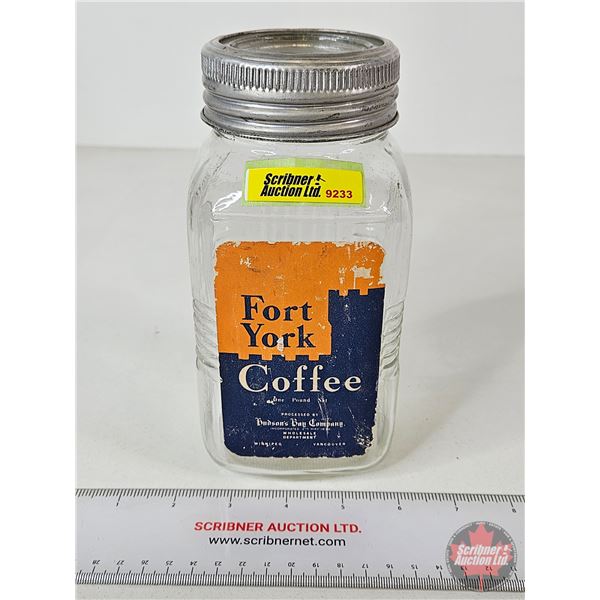 Hudsons Bay Co. Fort York Coffee Glass Jar (Paper Label) (7-1/2"H)