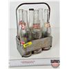 Image 1 : Pepsi:Cola Metal 6pk Carrier w/ 6 Bottles (Paper Labels) (Carrier Measures : 11"H x 8"W x 5-1/2"D)